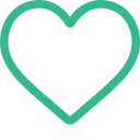 A simple teal outline of a heart shape, often associated with a veterinarian's care, on a transparent background.