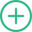 A green circle with a green plus sign inside, symbolizing an add or expand icon often used in veterinary apps. The background is white.